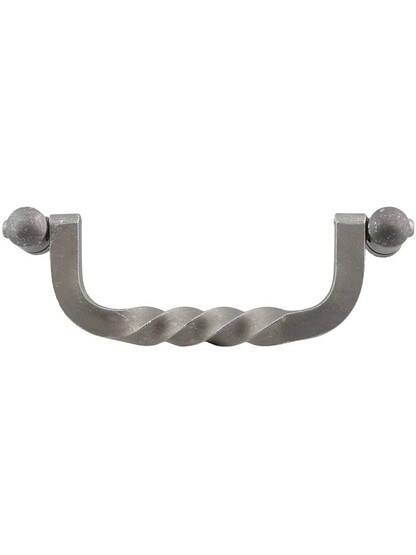 Normandy Twist Drop Pull - 4 inch Center-to-Center in Antique Pewter.